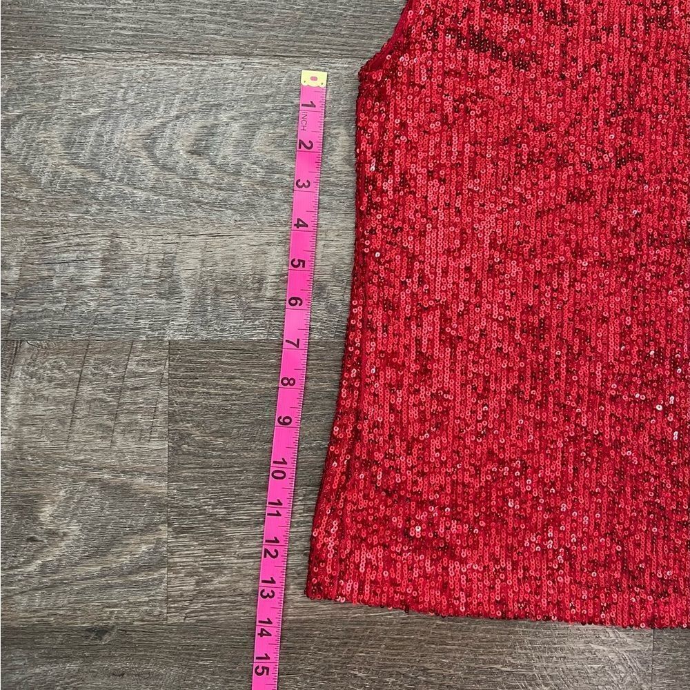CeCe Sequined V-Neck Cap-Sleeve Red Blouse-Size XL - Picture 6 of 7